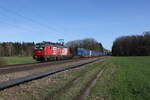 1293 018 mit einem  KLV  auf dem Weg nach Kufstein. Aufgenommen am 20. März 2024 bei Brannenburg im Inntal.