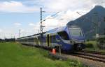 Der Meridian ET 327(430 027-1) von München nach Kufstein(M79073) musste ebenfalls am Nachmittag des 24.6.2014 ein Zwangsstop am BÜ in Niederaudorf einlegen.