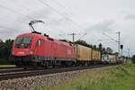 Mit einem Containerzug am Haken fuhr am 12.09.2017 die 1116 050 südlich von Zorneding über die KBS 703 in Richtung Baldham.