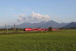 1116 251 mit dem  Jubiläums-Railjet  aus Salzburg kommend am 18. September 2024 bei Bernau am Chiemsee.