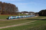 4010 028 die  Klima-Westbahn  aus Wien kommend am 25. November 2024 bei Axdorf.