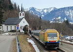 ER 20-013 trifft am 15.03.2018 mit einem ALEX von München nach Lindau in Oberstaufen ein