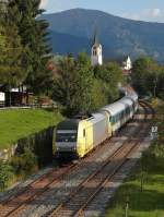 Von München kommend fährt ER 20-007 mit dem ALX 84150 nach Lindau am 07.09.2014 durch Oberstaufen.