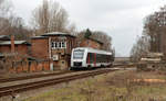 1648 418 verlässt am 02.03.19 als RB nach Dessau den Bahnhof Biendorf.