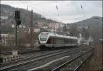 Es regnet mal wieder als der ET23001 als ABR99641 (RE16  Ruhr-Sieg-Express  in Werdohl eintrifft. Nach einem kurzen Stop geht es weiter nach Essen Hbf. (16.03.2008)