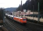 145 CL 002 von Arcelor Mittal zieht am 03.Januar 2014 einen Staubzug durch Kronach Richtung Saalfeld. Gre zurck an den Tf!