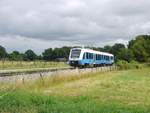 Als der BE 63022 kam in Richtung Neuenhaus kurz vor Nordhornn kam auch die Sonne kurz zum Vorscheinen. 14.07.2019