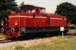 D21 der Bentheimer Eisenbahn AG mit Zug 44420 Coevorden-Laarwald bei Coevorden (NL) am 6-07-1994. Bild und scan: Date Jan de Vries.