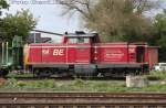 D 25 der Bentheimer Eisenbahn, ex. DB 211345, leistet am 9.9.2014 um 17.10 Uhr im Bahnhof Bad Bentheim Verschubdienst an einem Holzzug.