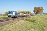 193 880 von boxxpress mit dem DGS 41139 von Mühlenwerder nach Budapest BILK Kombiterminal bei Retzbach-Zellingen, 13.10.2018