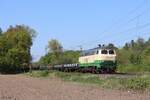 218 396-0 (Brohltal Eisenbahn) mit einem Aluminiumzug in Ratingen Lintorf, 28.