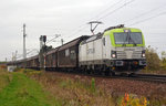 193 894 der Captrain führte am 29.10.16 einen Porschezug von Leipzig-Wahren nach Decin durch Zeithain.