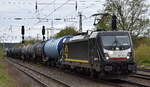 CTL Logistics GmbH, Berlin [D] mit der BRCE Lok  187 102  [NVR-Nummer: 91 80 6187 102-9 D-DISPO] und einem Kesselwagenzug am 11.04.24 Höhe Bahnhof Saarmund.