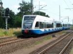 Letzter Halt vor dem Zielbahnhof Stralsund,fr die beiden UBB-Triebwagen 646 105 und 646 109,am 09.Juli 2010,in Wstenfelde.