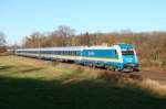 Die neue Lok von Arrvia, die 183 005 konnte heute beim ziehen des ALX 354 nahe Feldmoching fotografiert werden.