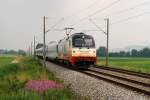 183 001 (Arriva, 175 Jahre Deutsche Eisenbahn) mit Alx 87004 bei Unterlenghart (01.07.2010)