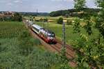 183 001 (175 Jahre Deutsche Eisenbahn) mit Alx 87013 bei Iffelkofen (20.07.2010)