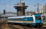 183 003, noch mit Arriva-Logo fhrt mit dem ALEX aus Regensburg in Mnchen Hbf. ein (Aufnahmedatum: Mai 2011)