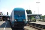 Die 223 067 der Vogtlandbahn steht am 12.8.2009 mit ihrem ALX nach Mnchen Hbf in Lindau auf Gleis 6 bereit.