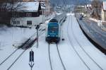 Am 20.2.2010 waren um Immenstadt aber nicht nur  Zitronendiesel  unterwegs sondern auch die blauen Eurorunner der Vogtlandbahn.