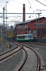 Ein Regiosprinter der Vogtlandbahn verlsst am 13.11.10 Reichenbach(Vogtland) Richtung Hof. Fotografiert vom Bahnsteig aus.