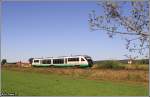 Vogtlandbahn Triebwagen von Regensburg nach Hof. Aufgenommen wurde das Foto am 14.09.2011 zwischen Wernberg und Nabburg. 