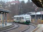Trilex VT24 nach Seifhennersdorf am 19.11.2014 bei der Aussfahrt aus dem Bahnhof Zittau.