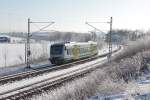 Sonniges Winterfrostwetter mit der Vogtlandbahn bei Syrau. Gesehen am 19.01.2016