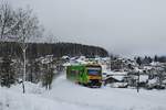 650 654 der Waldbahn erreicht am 12.02.2019 das tiefverschneite Bodenmais