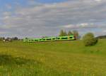 650 660 (VT 25) + 650 654 (VT 19) + 650 651 (VT 16) + 650 661 (VT 26) als WBA1 nach Bayerisch Eisenstein am 04.05.2014 bei Triefenried.