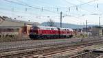 218 455 und 215 023 beide Loks für EFW im Bauzugeinsatzt im Filstal.(Süßen 1.4.2017).