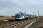 140 761 der evb führte am 20.02.19 einen BLG-Autozug durch Rodleben Richtung Magdeburg.