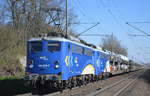 evb Logistik mit  140 870-7  (NVR: 91 80 6 140 870-7 D-EVB) mit  140 848-3  (NVR: 91 80 6 140 848-3 D-EVB) und PKW-Transportzug am 24.03.20 Bf. Wellen (Magdeburg).