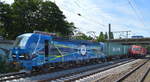 EGP - Eisenbahngesellschaft Potsdam mbH mit  192 102  [NVR-Number: 91 80 6192 102-2 D-EGP] und Containerzug verlässt den Hamburger Hafen am 10.07.19 Bahnhof Hamburg-Harburg.