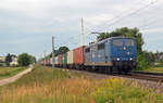 151 007 der EGP führte am 17.08.19 einen Containerzug durch Jeßnitz Richtung Dessau.