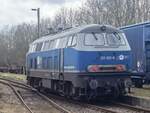 225 802-8 der EGP in Plau am See am 22.03.2023   (Bild aus meinem Bus gemacht (Pausenplatz))