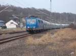 EGP 151 118 mußte mit dem Kreidezug Klementelvitz-Bergen/Rügen,am 23.März 2015,in Lietzow auf die Seite.