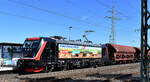 Erfurter Bahnservice GmbH, Erfurt [D] mit ihrer  187 420-5  [NVR-Nummer: 91 80 6187 420-5 D-EBS] und einem Düngerzug am 21.09.23 Durchfahrt Bahnhof Rodleben.