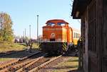 Am 13.10.18 fand in Weimar bei TEV (Thüringer Eisenbahnverein) ein Eisenbahnfest zum Saisonausklang statt.
345 413 (Erfurter Gleisbau) fuhr den Pendelzug vom Bahnhof zum BW Weimar.