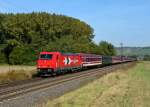 185 604 mit einem Sonderzug zur Wiesn nach Mnchen am 24.09.2011 bei Himmelstadt.