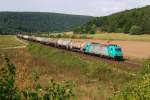 185 575 (HGK) mit Kesselzug bei Harrbach (07.09.2013)