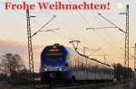 Frohe Weihnachten! Ein Meridian ET306 Triebzug auf dem Weg von München nach Salzburg am 24.12.15