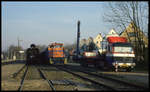 TWE V 156 hatte am 11.3.1995 die Aufgabe, einen Röhrenzug von Lengerich nach Bad Laer zu bringen. Im Bahnhof Bad Laer wurden die Röhren von einem Autokran auf LKW verladen. 