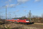 Am 08.01.2025 fuhr die 112 101 den RE3 aus Stralsund, in Ferdinandshof ein.