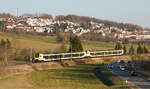 Doppeltraktion fünfteiliger Flirts am 08.03.2022 bei Uhingen. 