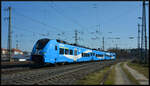 Go-Ahead Bayern (GABY) 2463 107-9 Mireo alias  Darth Vader  am 01.03.2023 bei der Einfahrt in den Würzburger Hauptbahnhof.