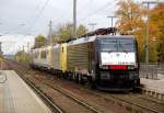 Am Zugschluss des Lokzuges hing am 27.10.09 ES 64 F4 - 099. Fotografiert in Brehna.