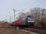 Am 23.3.13 kam die 185 551 mit einem Containerzug aus Hamburg über die Güterumgehungsbahn von Hannover gefahren.