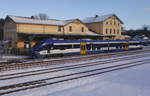 PESA Link 632 022 im Bahnhof Strausberg (RB 26 Kostrzyn - Lichtenberg), 5.1.17.