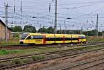 der  Getrnkeland Express  VT 0005 der OLA  verlt am 27.07.09 den Bf Stralsund